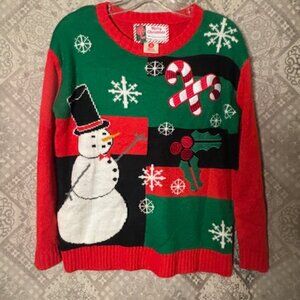 Ugly Christmas Sweater Snowman Women's Small Christmas Xmas Holiday Sweater